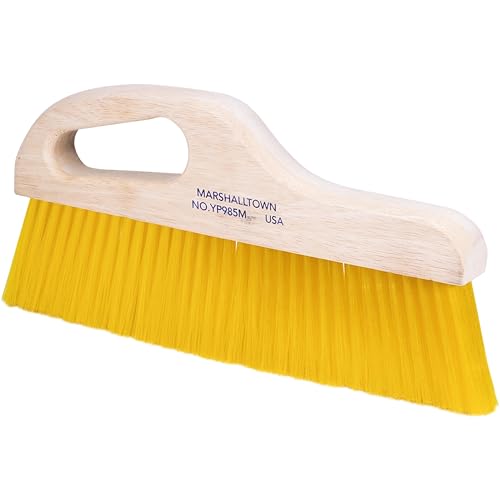 MARSHALLTOWN Handle Brush, Medium Yellow Polypropylene 3 Inch Bristles, Offset Handle for Comfort, Texturing Concrete in Curbs, Gutters, and Other Hard to Reach Areas, YP985M