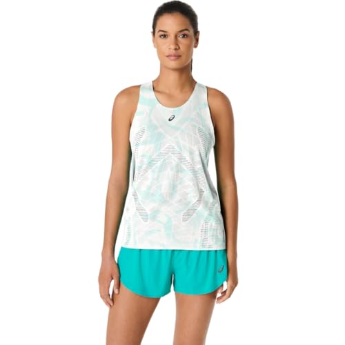 ASICS Women's METARUN AOP TANK Running Apparel, S, BRILLIANT WHITE