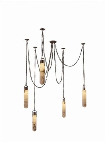 Trendy Natural Marble Series Dimmable LED Hanging Lamps Chandelier Suspension Luminaire Lampen for Living Room,Modern
