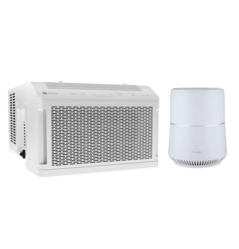 GE Profile ClearView Window Air Conditioner 8,300 BTU, WiFi Enabled, Ultra Quiet for Medium Rooms + GE Profile Air Purifier | Removes Allergens, Odors & Other Impurities Bundle
