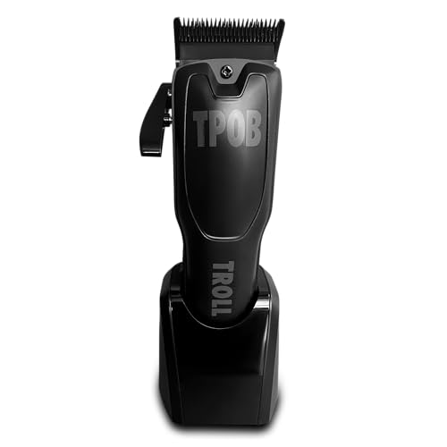 TPOB Troll Professional Barber Clipper 6800 RPM Super Torque Motor with DLC Fade Blade (Blackout Clipper)