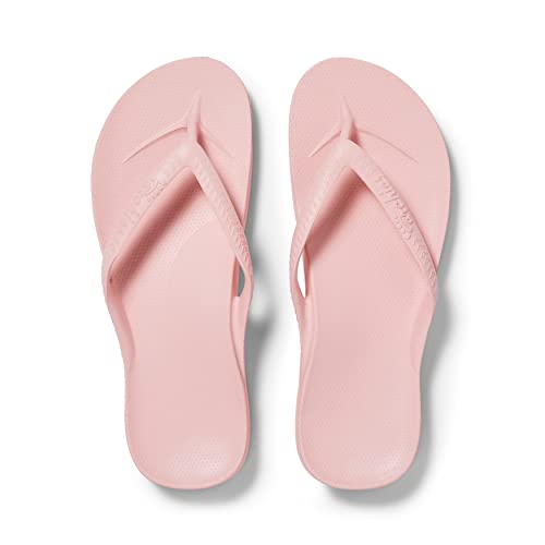 Archies Arch Support Flip Flops for Men & Women – Orthotic Sandals for Plantar Fasciitis Relief – Lightweight, Cushioning, Shock-Absorbing Sandals for Walking, Foot Pain & All-Day Comfort - Pink (US Men's 6 / US Women's 7)