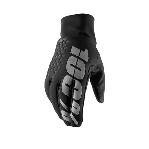 100% HYDROMATIC BRISKER Cold Weather Motocross and Snowmobile Gloves - Warm Water Resistant MX & Powersport Racing Protective Gear (MD - BLACK)