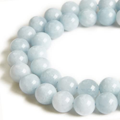 100pcs 8mm Aquamarine Beads Natural Gemstone Beads Round Loose Beads for Crafting and Jewelry Making