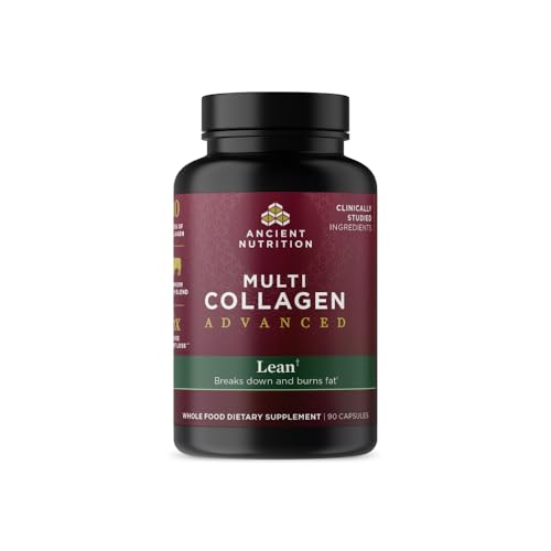 Ancient Nutrition Multi Collagen Advanced Lean with Probiotics, Hydrolyzed Collagen Peptides Supports Healthy Weight Loss and Fat Loss, 90 Count