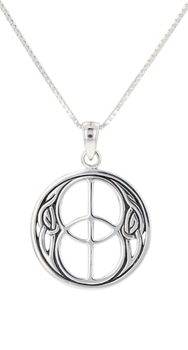 Jewelry Trends Sterling Silver Celtic Chalice Well Symbol Pendant on 18 Inch Box Chain Necklace