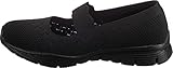 Skechers Women's Seager-Power Hitter-Engineered Knit Mary Jane Flat, Black/Black, 8