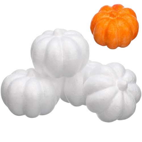 DOITOOL 20Pcs White Foam Pumpkins for DIY Crafs Decorating Painting Carving Artificial Fake Pumpkins Halloween Autumn Fall Harvest Thanksgiving Ornament 8. 5cm