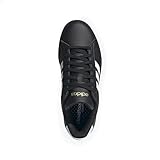 adidas Women's Grand Court 2.0 Sneaker, Black/White/Gold Metallic, 9