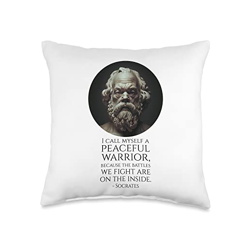 Ancient Greek Philosopher Socrates Quote - Peaceful Warrior Throw Pillow