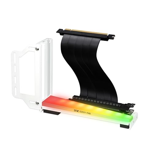 EZDIY-FAB Vertical Graphics Card Holder Bracket with ARGB 5V 3Pin LED,GPU Mount,Video Card VGA Support Kit with PCIE3.0 Riser Cable- White