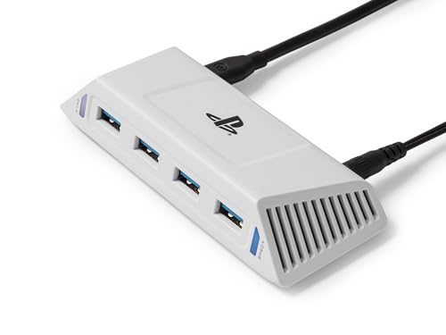 PowerA 4-Port USB 5Gbps Hub for PlayStation®5, USB 3.2, AC Powered, Weighted Base, Officially Licensed