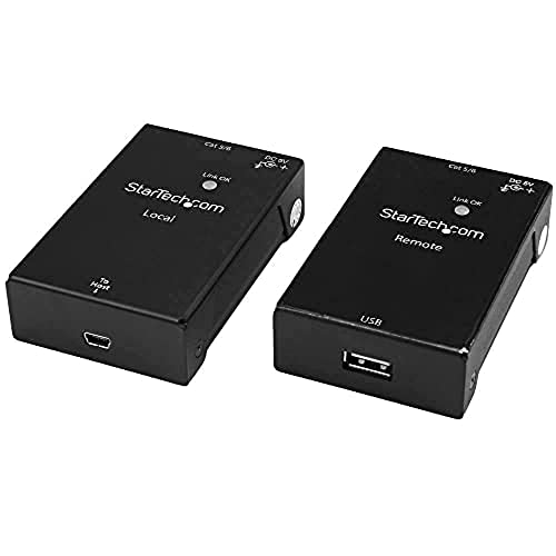 StarTech.com USB 2.0 Extender over Cat5e/Cat6 Cable (RJ45) - Up to 165ft (50m) - High Speed USB Port Extender Adapter Kit - Powered - USB over Ethernet Cable Extender - 480Mbps - Metal, TAA