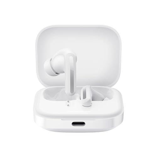 Xiaomi Redmi Buds 5 Wireless Earphone - 46dB Active Noise Canceling, 40 Hour Battery Life, Bluetooth 5.3, White