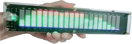 LED Music Spectrum Analyzer, Colorful Audio Spectrum Indicator, Built-in DSP, 20 Segments/15 Levels, VU Meter Screen Amplifier, 5-12V, Support EQ Adjustment, for Musicians, Car, Home.