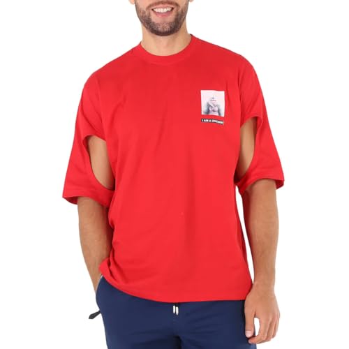 BURBERRY Bright Red Gorilla Print Cotton T-Shirt, Size Small