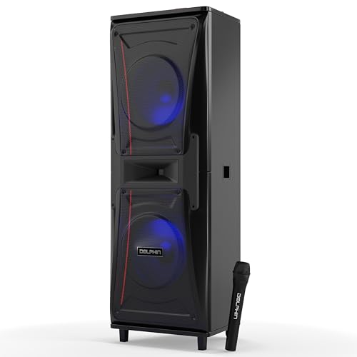 Dolphin HIGH Power Event Party Speaker – 7000W Power, X-BASS, Ground-Shaking Sound, Bluetooth, USB, SD, AUX, Wooden Cabinet