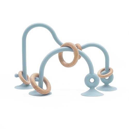 Montessori Educational Toys For Infant Toddlers, High Chair Toys With Suction Cups For Toddlers 0-6 M+ Food Grade Silicone Teething toy For Toddler 6M+, Parent-Child Baby Toy Set 12 18 M+ (Dusty Blue)