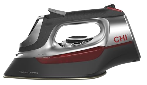 Steam Iron for Clothes with 8’ Retractable Cord, 1700 Watts, 3-Way Auto Shutoff, 400+ Holes, Professional Grade, Electronic Temperature Control, Titanium Infused Ceramic Soleplate (DISCONTINUED)