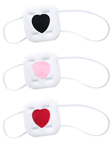 Anime 3pcs Heart Shape Novelty Prop Role Soft Single-Eyed Eyepatch Cosplay Costume Accessories(Heart 3PCS)