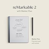 reMarkable Starter Bundle – reMarkable 2 is The Original Paper Tablet | Includes 10.3” reMarkable Tablet, Marker Plus Pen with Built-in Eraser, and 1-Year Free Connect Trial