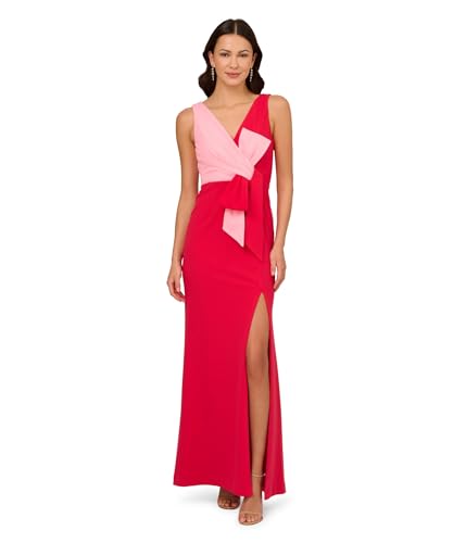 Adrianna Papell Women's Two-Tone Evening Gown, Pink/Red, 18