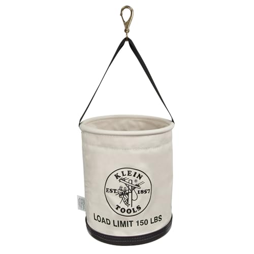 Klein Tools 5109SLR Canvas Bucket, All-Purpose Tool Bucket with Plastic Bottom with Drain Holes, Work Bucket is Load Rated Up to 150-Pounds