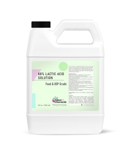 88% Lactic Acid (32 Ounce / 946 mL), Lactic Acid 88% Solution GMO-Free, Food and Beverage Additive and Preservative AHA for Exfoliation, Skin Care, and DIY Formulations Talsen Chemicals