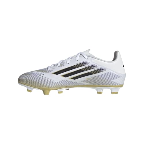 adidas Unisex F50 Club Firm Multi Ground Sneaker, White/Black/Gold Metallic, 6 US Men