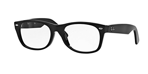 Ray-Ban RX5184 New-Wayfarer Prescription Eyeglass Frames, Shiny Black/Demo Lens, 52 mm