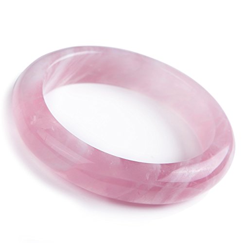 LiZiFang Genuine Pink Natural Rose Quartz Crystal Fashion Woman Bangle Bracelets Inner Diameter 59mm