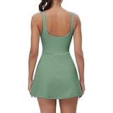 Two Piece Skirt Set Round-Neck Sleeveless Tennis Dress Built in Shorts Athletic Golf Dress with Shorts2 Piece Sets for Women Sexy Built in Shapewear Dress for Women