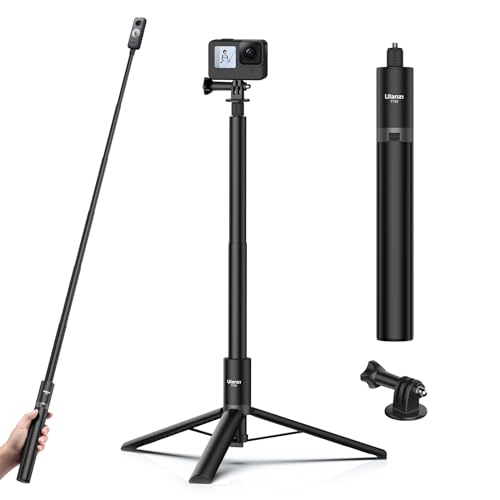 59in Invisible Selfie Stick Tripod for Insta360 X5/X4/GO 3/X3/ONE RS/ONE X2/ONE X/GO 2/ONE R/ONE, ULANZI TT52 Extension Pole Adjustable Waterproof Handle Grip for GoPro DJI Osmo Pocket 3 Tripod
