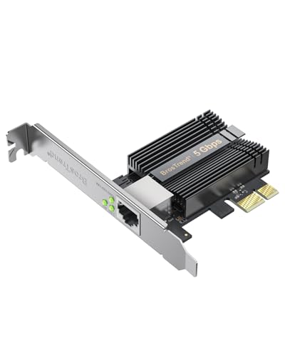 BrosTrend 5Gb PCIe Network Card, PCIe Ethernet Card with Extra Low-Profile, PCI Express Network Adapter for PC Windows 11/10 & Windows Server 2022 ONLY, PCI-e to 5 Gigabit NIC Lifetime Protection