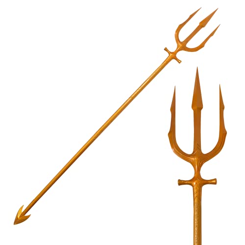 COSWOR 82.7" Full Metal Anime Gold Trident for Home Decor, Collection and Cosplay, 1:1 Scale
