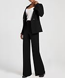 Casly Lamiit Two Piece Outfits for Women Black Blazer Jacket Notched Collar Dress Pants Set Classy Casual Suiting Interview Business Professional Clothes Black XL