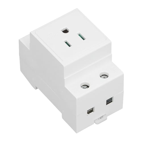 DIN Rail Socket, DIN Rail Mount Modular Power Socket Single AC Outlet, Built in Protective Outlet for Distribution Panel, DIN Rail Mounted Receptacle (US