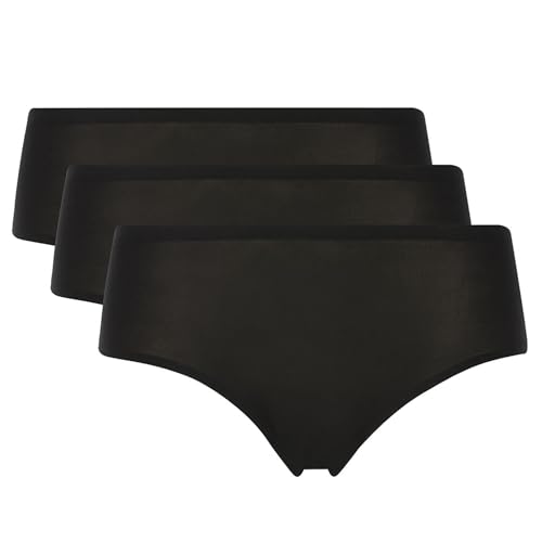 Chantelle Women's Soft Stretch One Size Seamless Hipster, Black-3 Pack