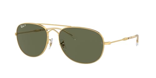 Ray-Ban RB3735 Bain Bridge Aviator Sunglasses, Gold/Polarized Green, 60 mm