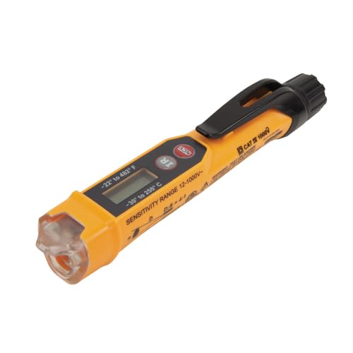 Klein Tools NCVT-4IR Non-Contact Voltage Tester, 12 - 1000V AC Pen with IR Thermometer -22 to 482-Degree Fahrenheit, LED and Audible Alarms, Pocket Clip