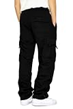 Men's Cargo Sweatpants Casual Fleece Joggers Loose Fit Open Bottom Athletic Pants for Men with Pockets Black S