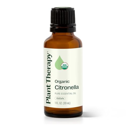 Plant Therapy Citronella Organic Essential Oil 100% Pure, USDA Certified Organic, Undiluted, Natural Aromatherapy, Therapeutic Grade 30 mL (1 oz)