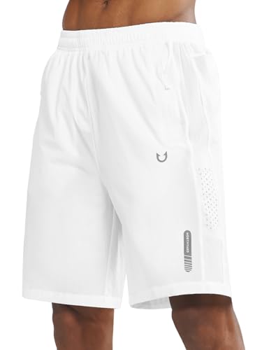 NORTHYARD Men's Athletic Running Shorts Quick Dry Workout Shorts 7"/ 5"/ 9" Lightweight Sports Gym Basketball Tennis Hiking Exercise White M