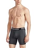 POLO Ralph Lauren Men's 4D Flex Cool Microfiber Boxer Briefs 3-Pack, Long Leg-Charcoal Grey Black, Red Black, Black/Red-3 Pack, Medium