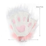 JUNBOON Faux Fur Cat Ears and Wolf Fox Tail Set Adult Kids Claw Glove Kit for Halloween Anime Cosplay Party