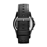 A｜X ARMANI EXCHANGE Men's Chronograph Black Stainless Steel & Black Leather Band Watch (Model: A|X2098)