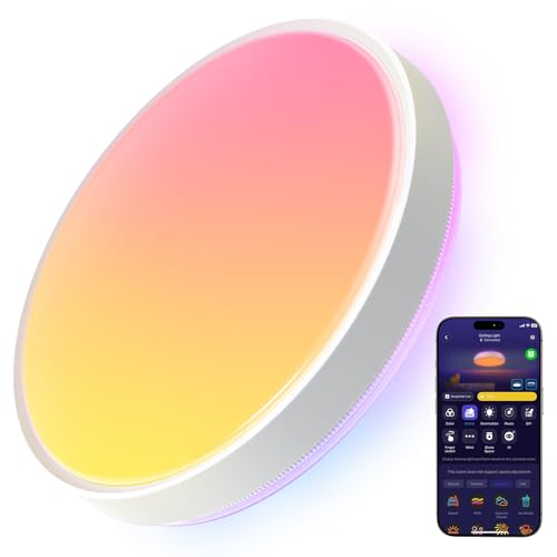 Govee Smart Ceiling Light 4300LM, RGBIC LED Ceiling Light Fixture Works with Matter, Flush Mount Light Fixture, DIY Colors, 2700K-6500K Ceiling Lights for Bedroom, Living Room, 15 Inch, 1 Pack