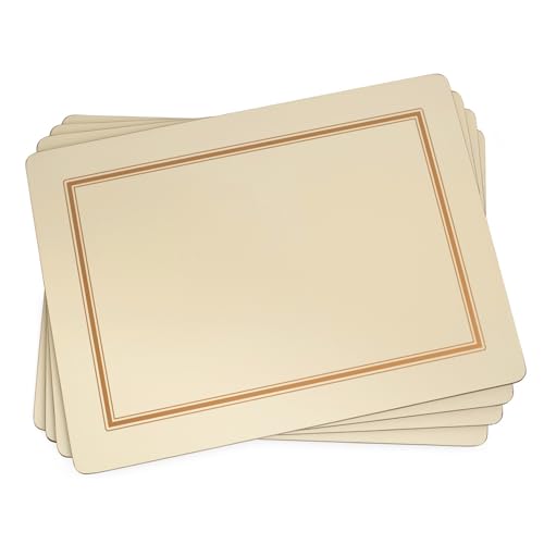 Pimpernel Classic Cream Placemats - Set of 4, Heat & Stain Resistant Table Mats with Cork Backing - Rectangular Dining Protection for Kitchens & Tables - 15.7" x 11.7" Surface Cover