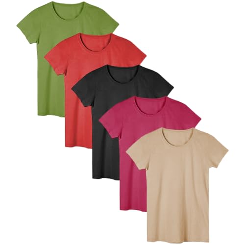 Sexy Basics Women's Cotton Stretch Color T Shirts | Casual & Active Basic Tops | Multi Packs