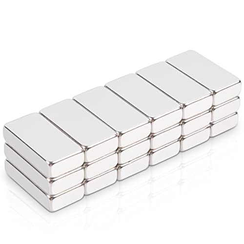 MAGXCENE Rare Earth Bar Magnets, Small Rectangular Industrial Magnets for Craft, Office, Kitchen, Refrigerator and Tool Storage 20x10x5 mm, 18 Pack